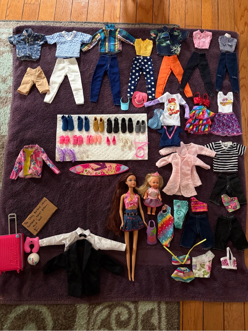 Doll clothes, shoes, and other accessories.